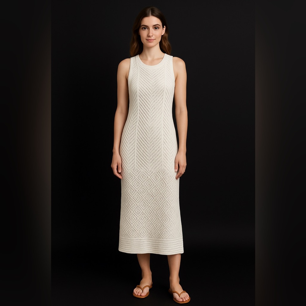 Joie Loose Knit Sleeveless Beach White Midi Dress XS NWT
